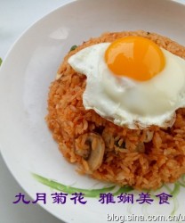 泡菜口蘑炒饭的做法步骤